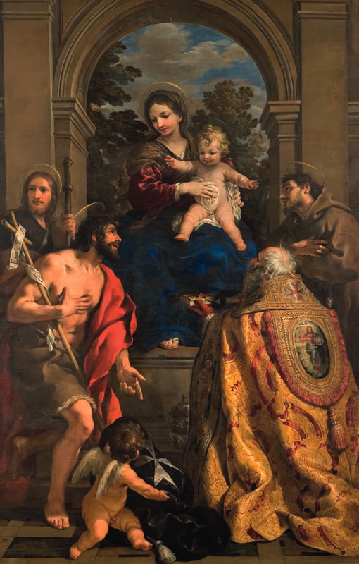 Madonna con Bambino e i Santi Giacomo, Giovanni Battista, Stefano papa e Francesco